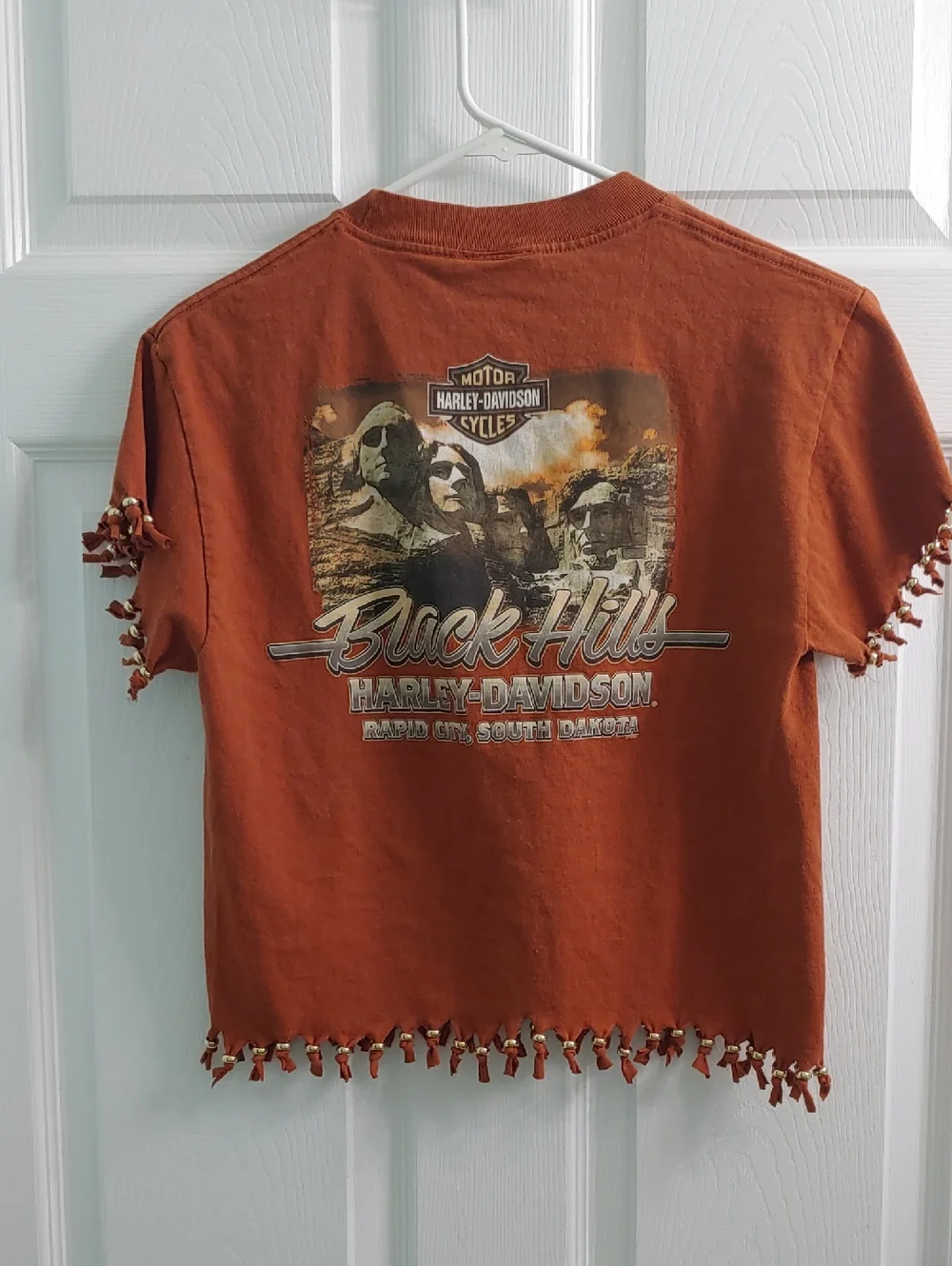 Harley Davidson Sturgis Fringe Biker T Shirt Western Beaded Women's Size S - Picture 5 of 7